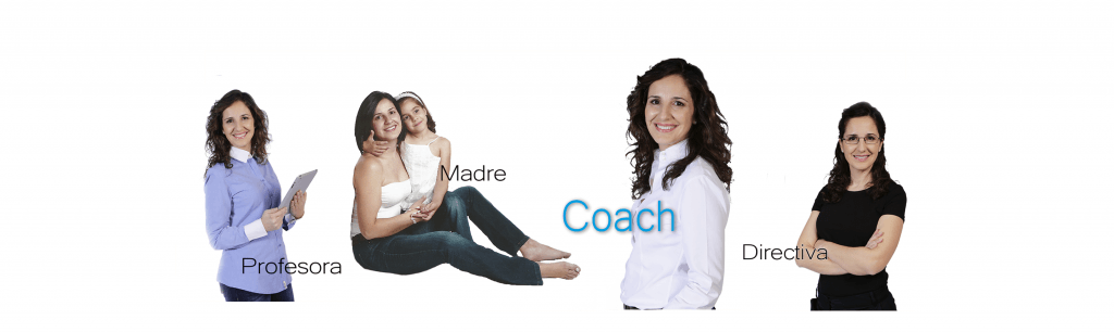 foto con cuatro imagenes de Pilar-fernandez-coach- cada una con un rol, madre, profesora, directiva y coach